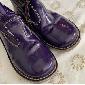 Mini Boden Patent Leather Lined Purple Boots